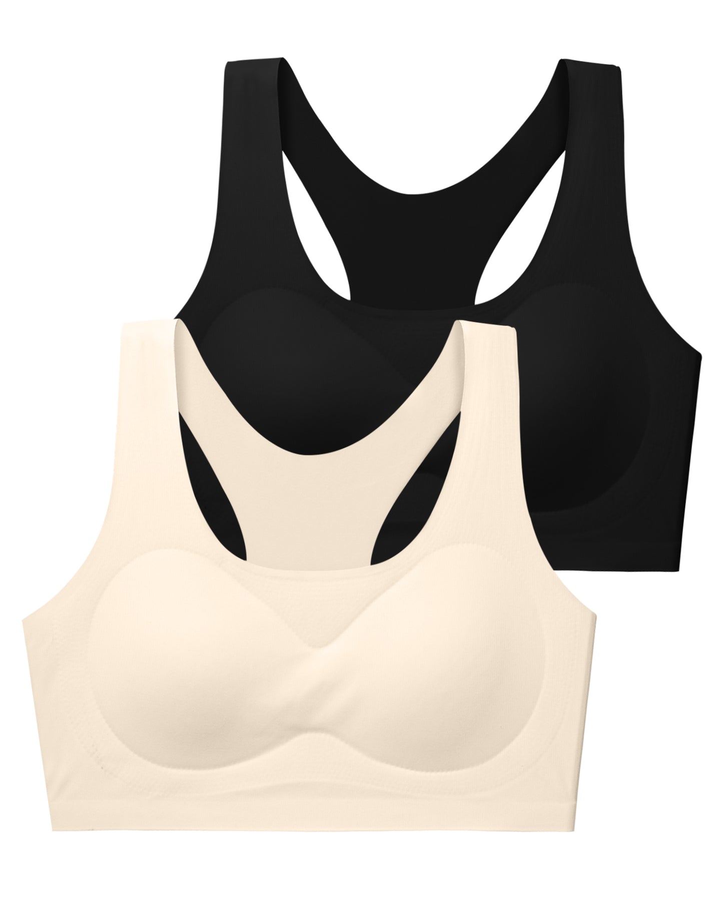 4/2 PACK Racerback Seamless Design with Removable Soft Padding Bras