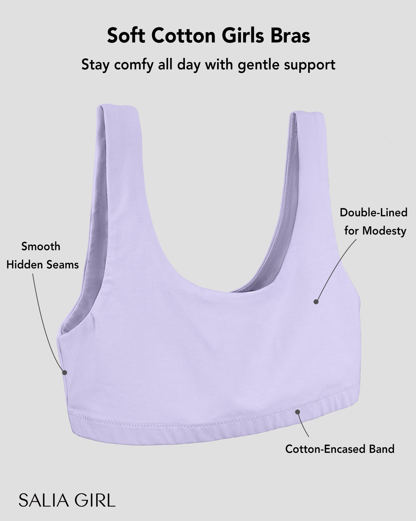 4/2 PACK Soft Cotton Shaping Training Bra Scoopneck Elastic