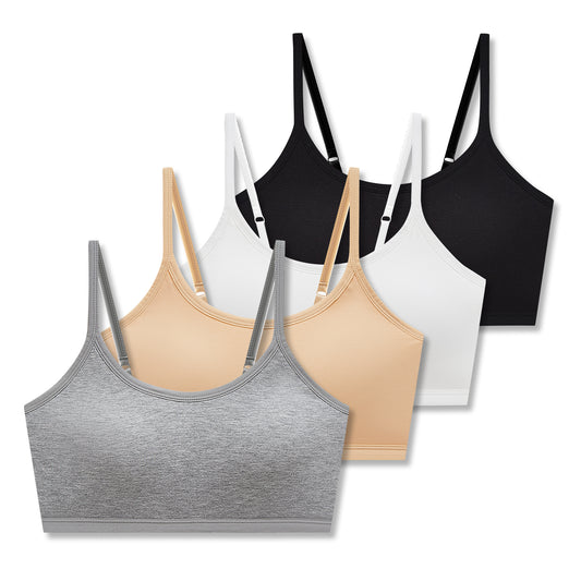 4 PACK Sport Crop Cami Bras with Adjustable Straps