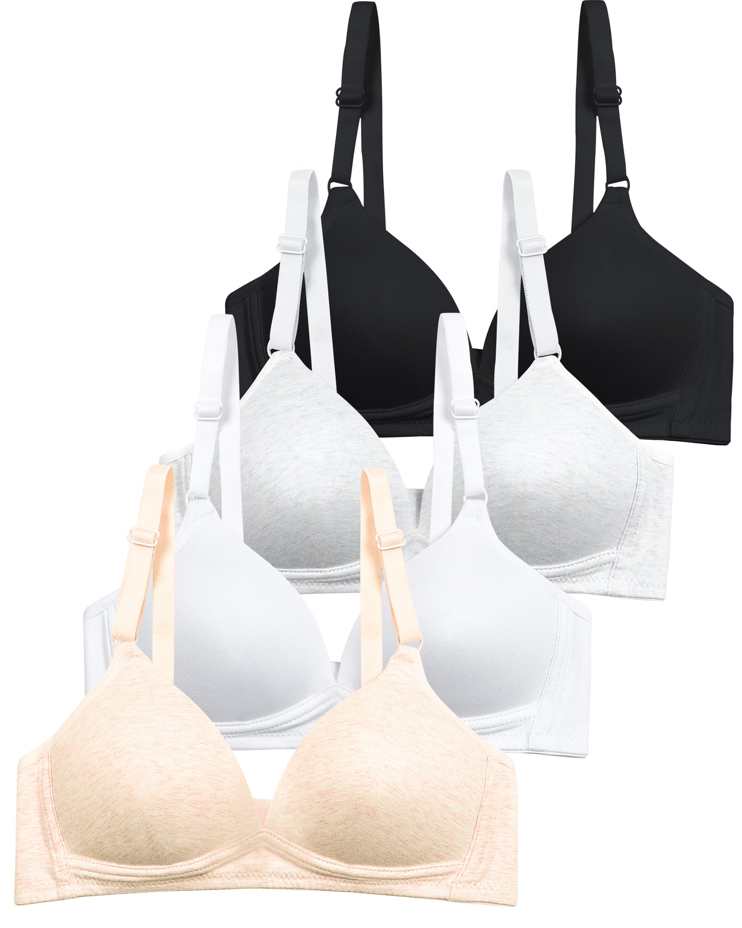 4 PACK Soft Padded Cotton Wireless Training Bra