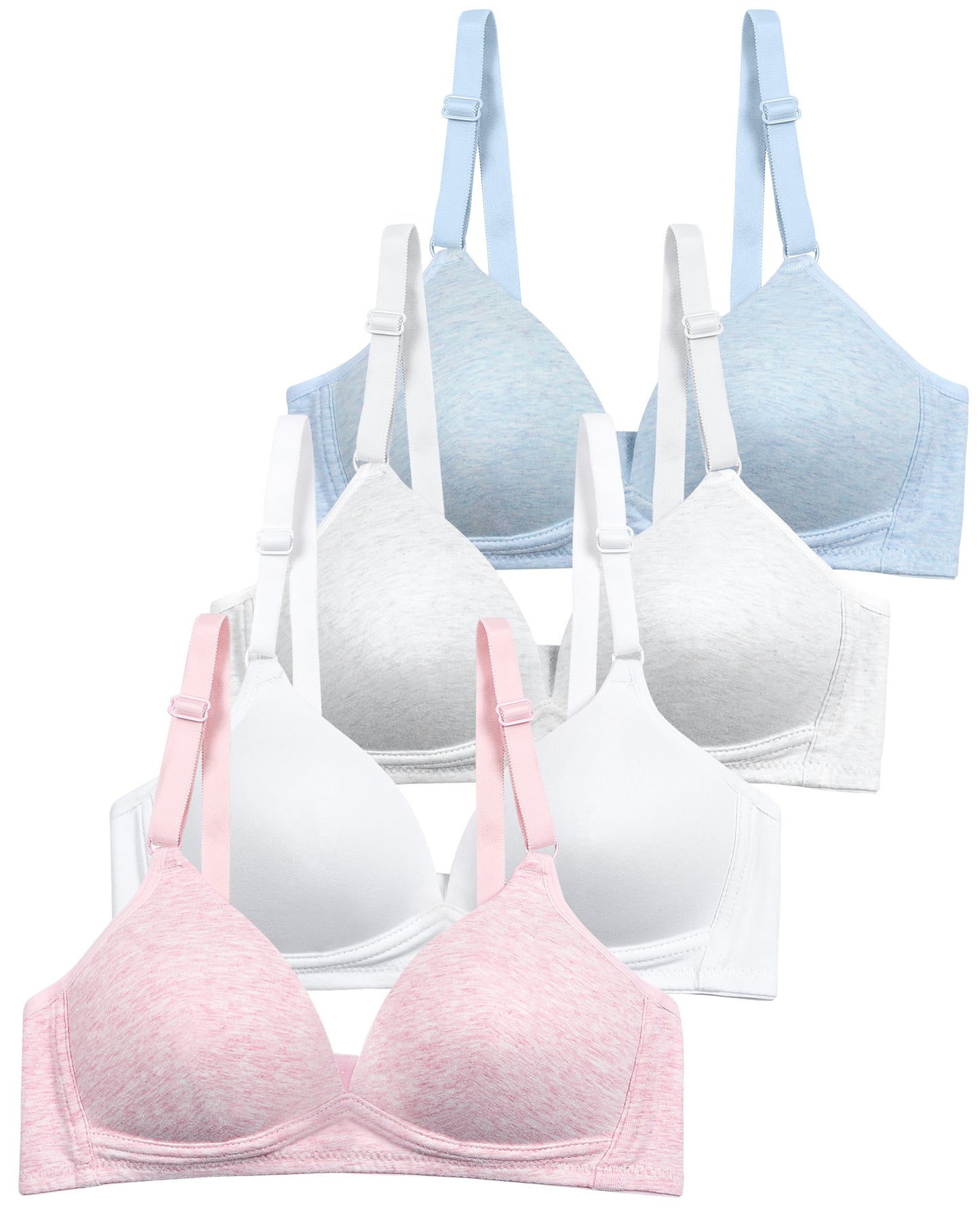 4 PACK Soft Padded Cotton Wireless Training Bra