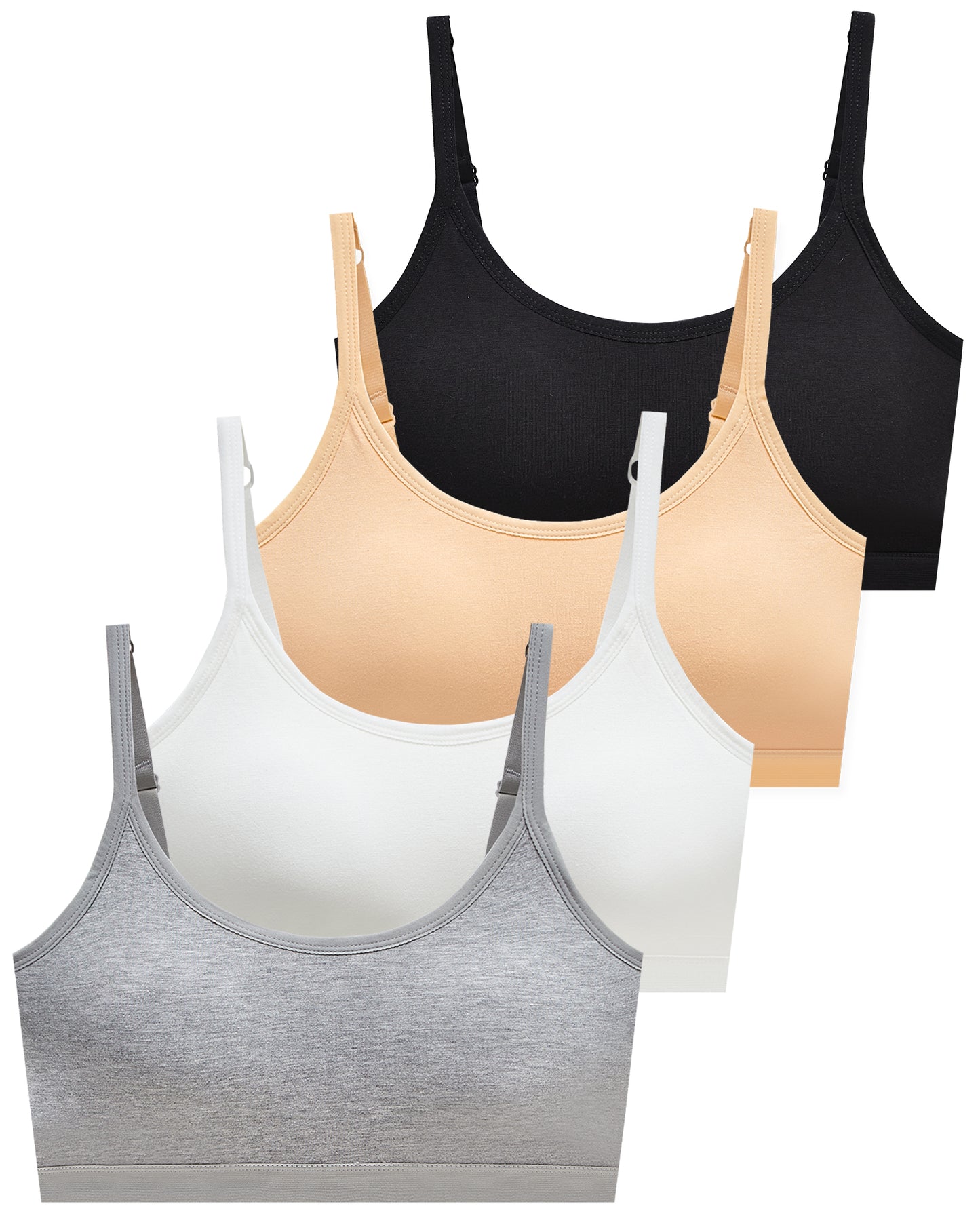 4 PACK Adjustable Strap Sport Crop Cami Bra