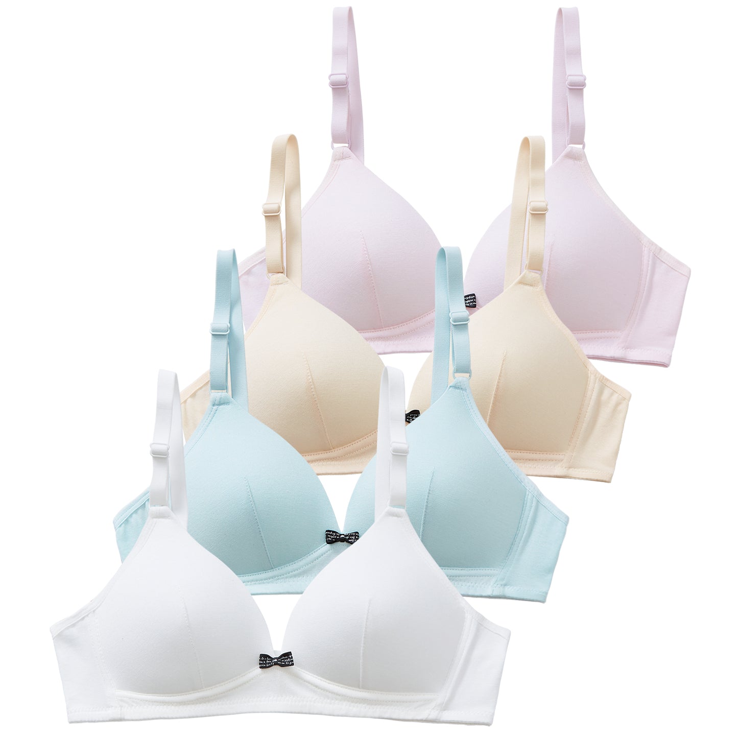 4 PACK Soft Padded Cotton Wireless Training Bra