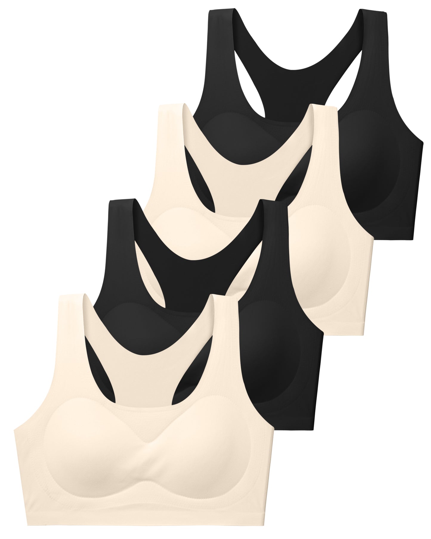4/2 PACK Racerback Seamless Design with Removable Soft Padding Bras