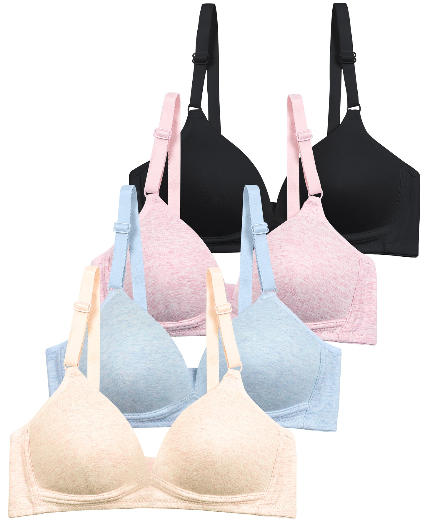 4 PACK Soft Padded Cotton Wireless Training Bra