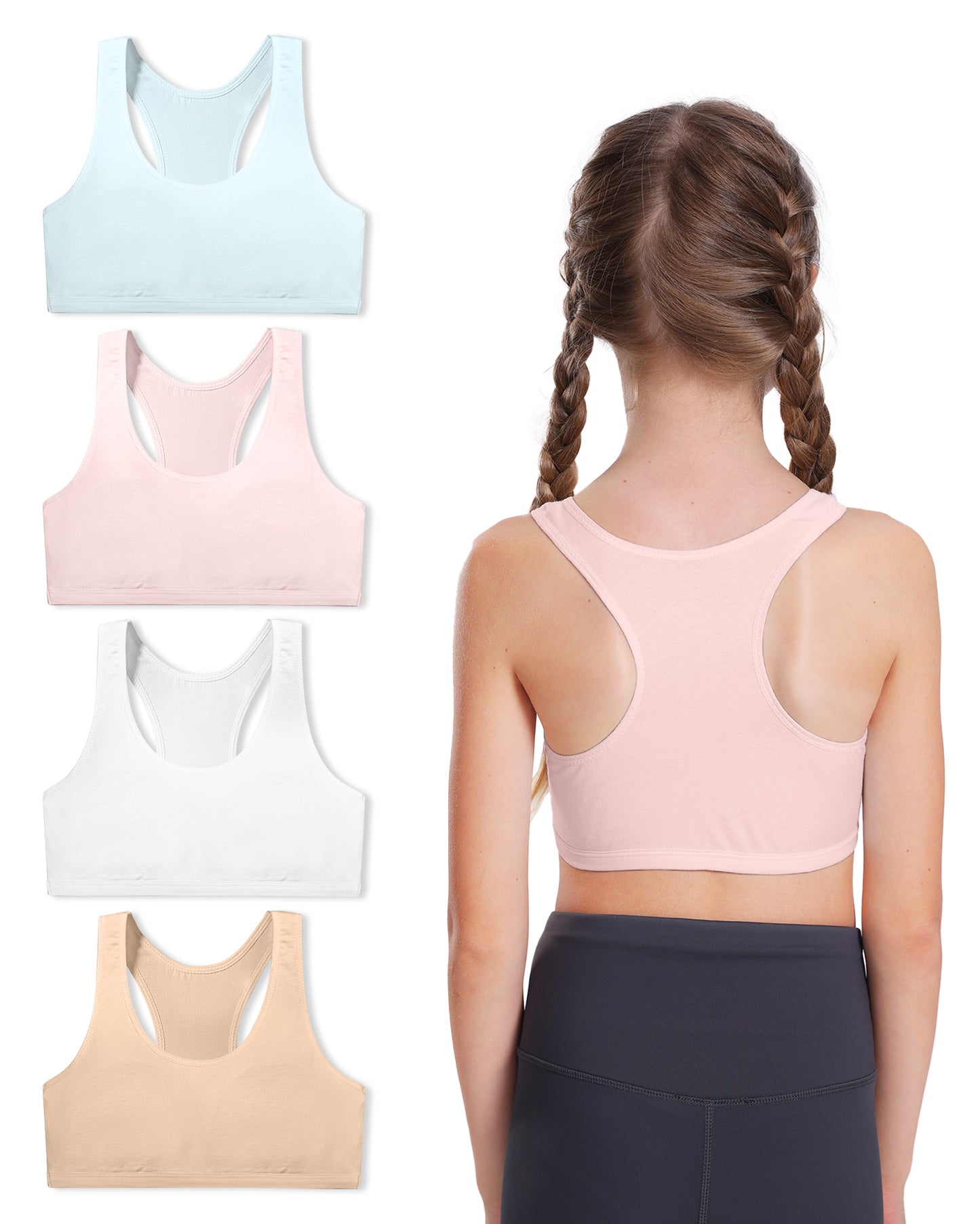4 PACK Small Vest Wireless Racerback Sports Bra