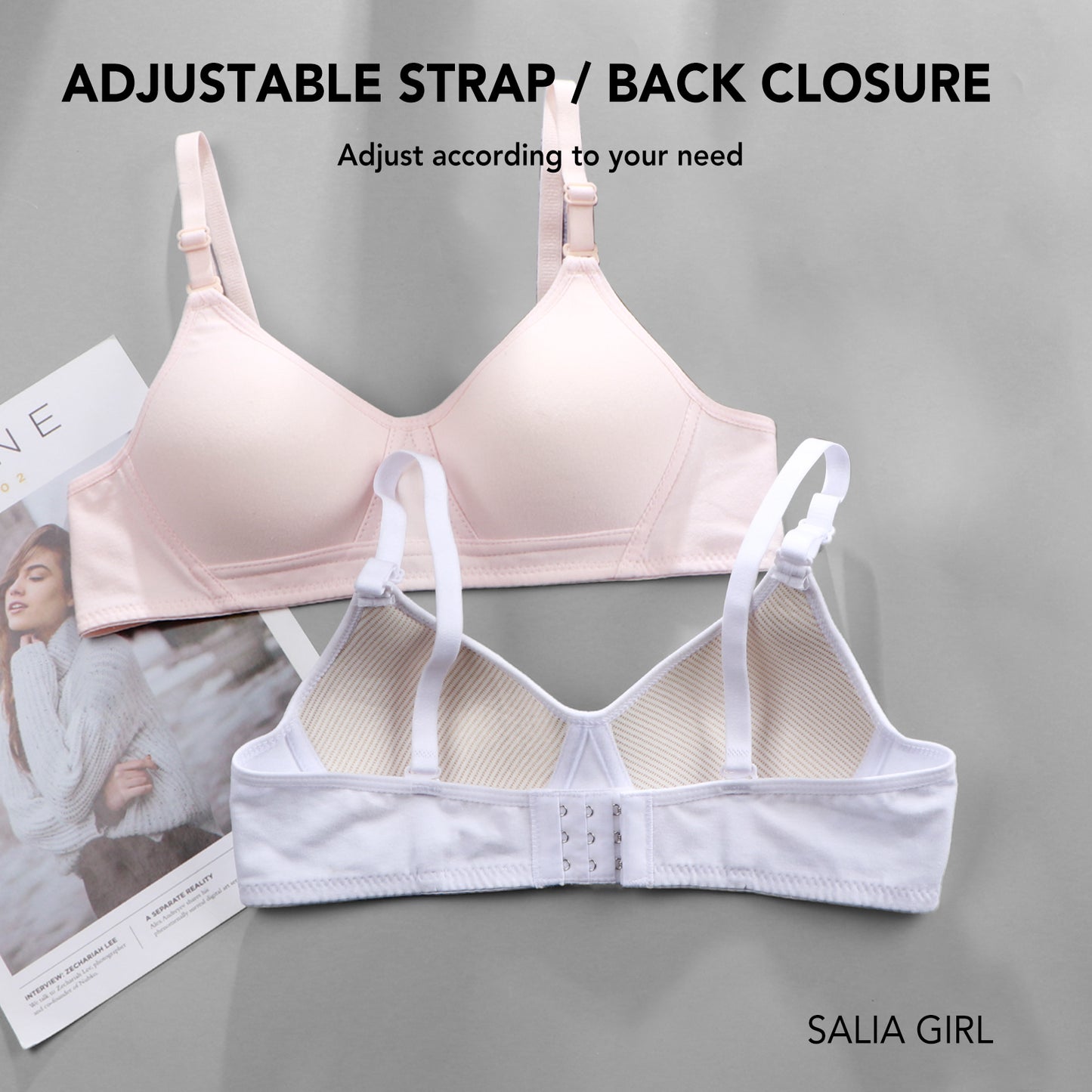 4 PACK Soft Padded Cotton Wireless Training Bra