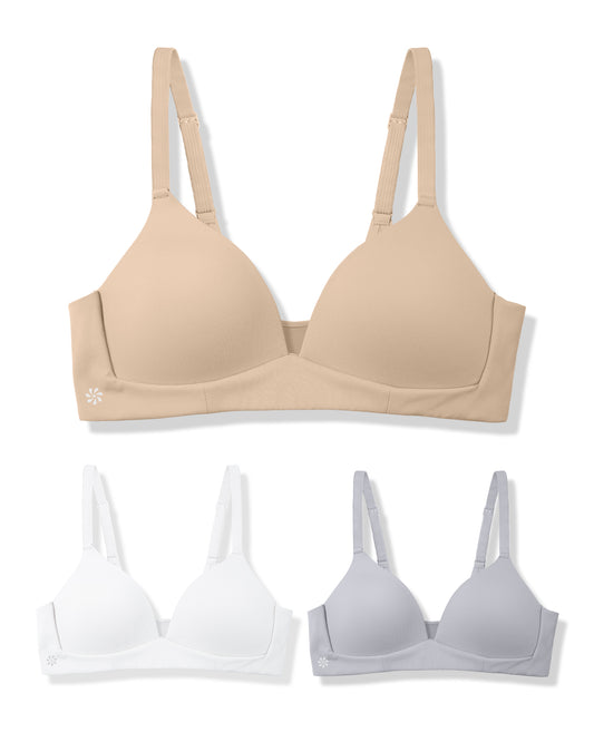 3 PACK Wireless Soft Lightly Padded Teen Bra