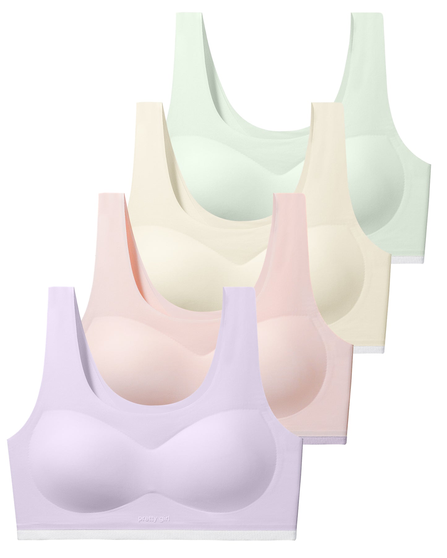 4 PACK Seamless Training Bra Lightweight Fixed Cups