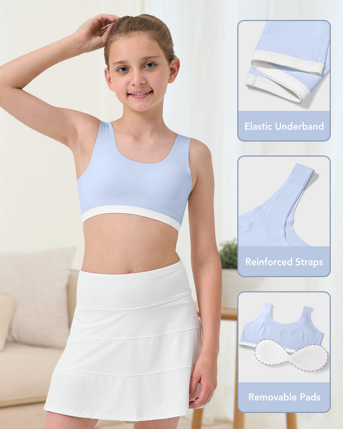 4/2 PACK Seamless Soft Teen Sports Bra