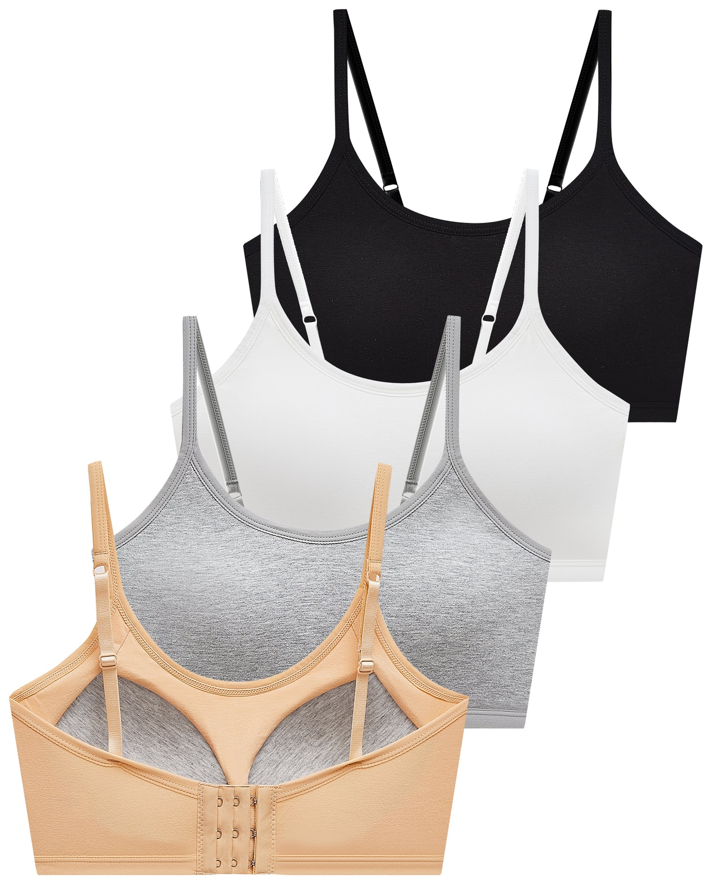 4 PACK Sport Crop Cami Bras with Adjustable Straps