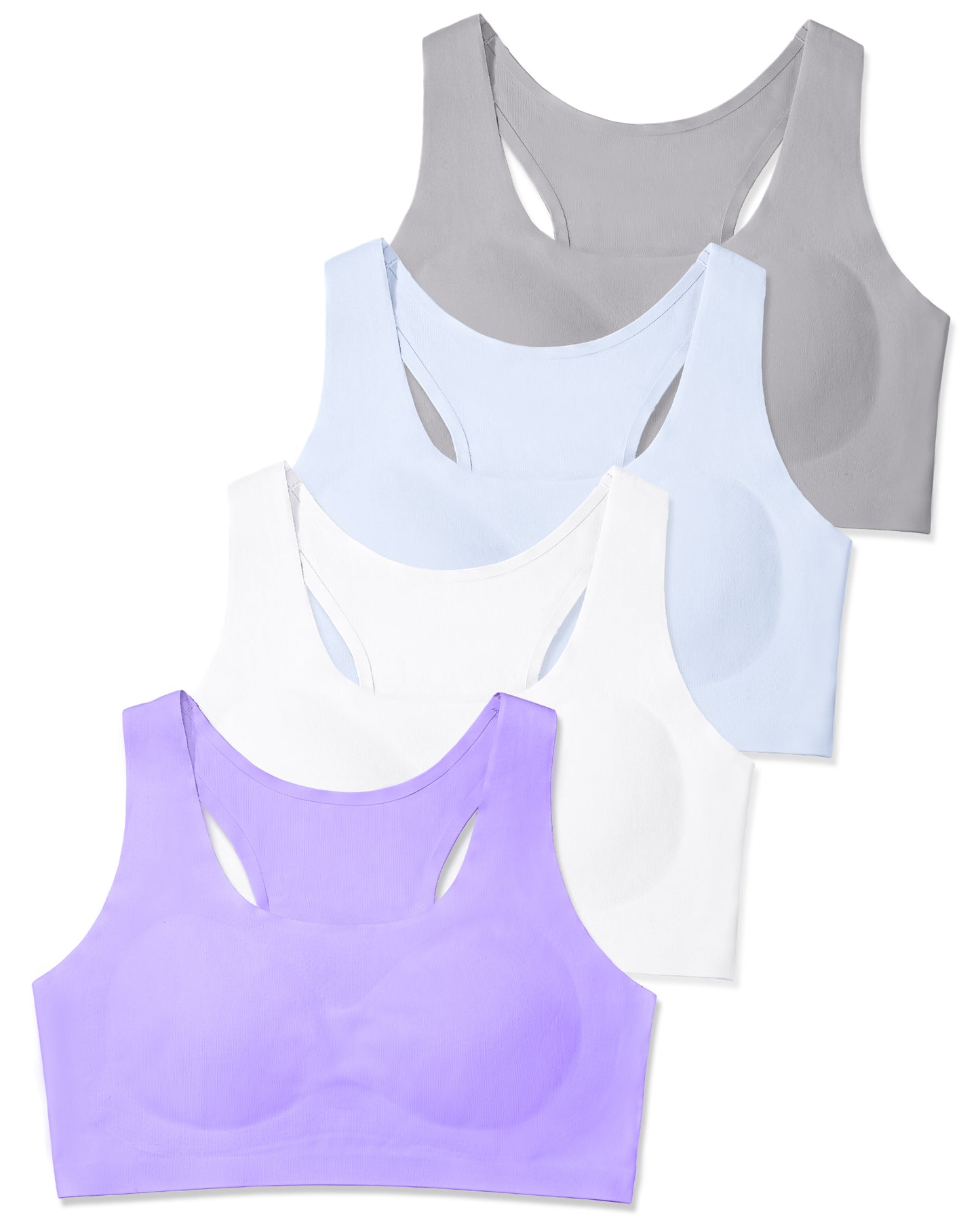 4/2 PACK Racerback Seamless Design with Removable Soft Padding Bras